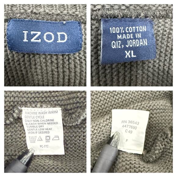 IZOD Sweater Men's XL Cotton Wide Knit Preppy Classic Ivy League Collegiate Fall - Picture 4 of 5